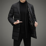 Men's Scarf Collar Cold-proof Down Jacket Coat Mid-length