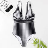 Vintage Striped One Piece Swimsuit