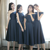 Mid Length Long Length Navy Blue Host Slim Looking Annual Party Evening Dress