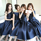 Mid Length Long Length Navy Blue Host Slim Looking Annual Party Evening Dress