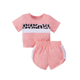 2PCS Toddler Leopard stitching Shorts Set