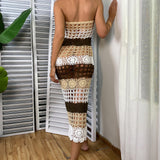 Women Lace Crochet Stitching Maxi Beach Dress