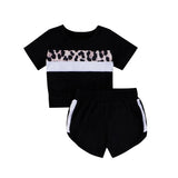 2PCS Toddler Leopard stitching Shorts Set
