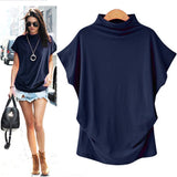 Casual Turtleneck Short Sleeve Cotton Shirt