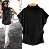 Casual Turtleneck Short Sleeve Cotton Shirt