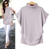 Casual Turtleneck Short Sleeve Cotton Shirt