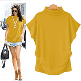 Casual Turtleneck Short Sleeve Cotton Shirt